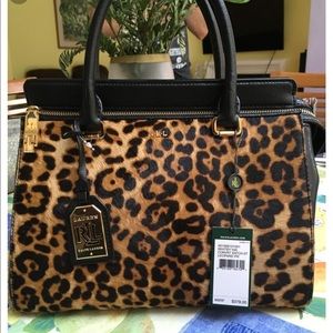 Ralph Lauren Leopard Cheetah Convertible Satchel